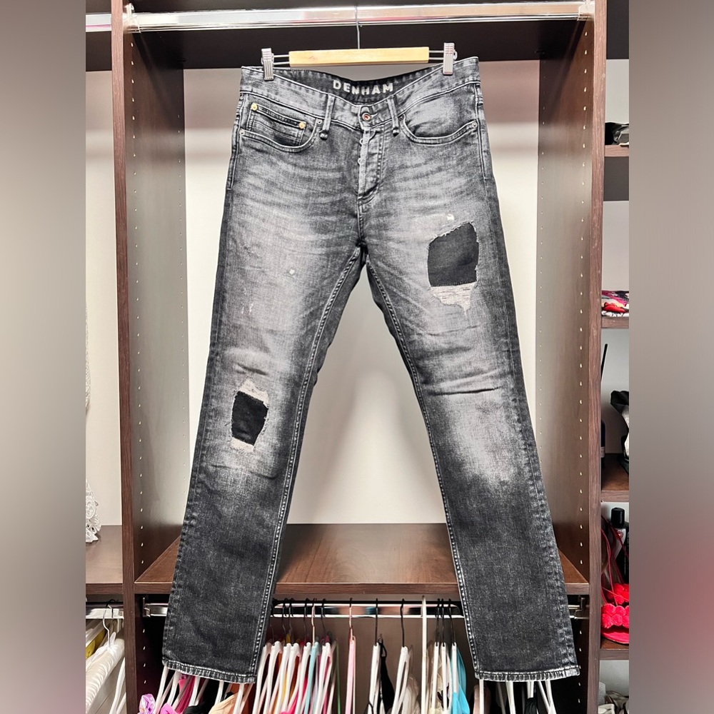 Denham black men’s jeans, distressed, Razor, slim fit, W32 L32